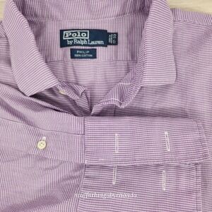 Ralph Lauren Philip Dress Shirt Purple & White French Cuff ~ Cotton Size 17 - 33